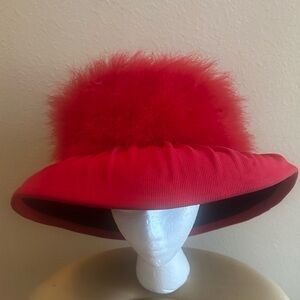 Bright red fabric and feather Whittall & Shon fabulous hat